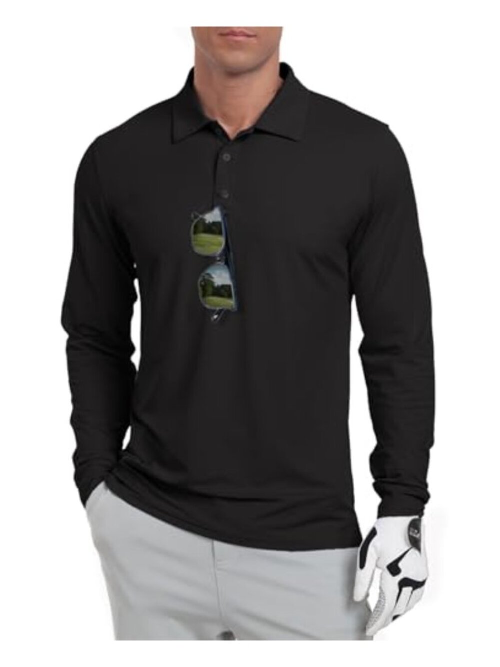 Men's Long Sleeve Golf Polo Shirt Lightweight UPF 50+ Performance Casual